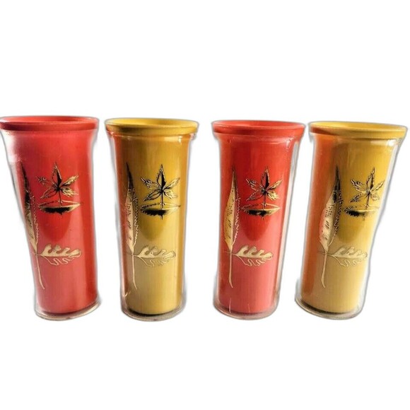 Vintage Burrite MCM Insulated Plastic Tumblers Set of 4 5” Mid‑Century Retro - Picture 1 of 16